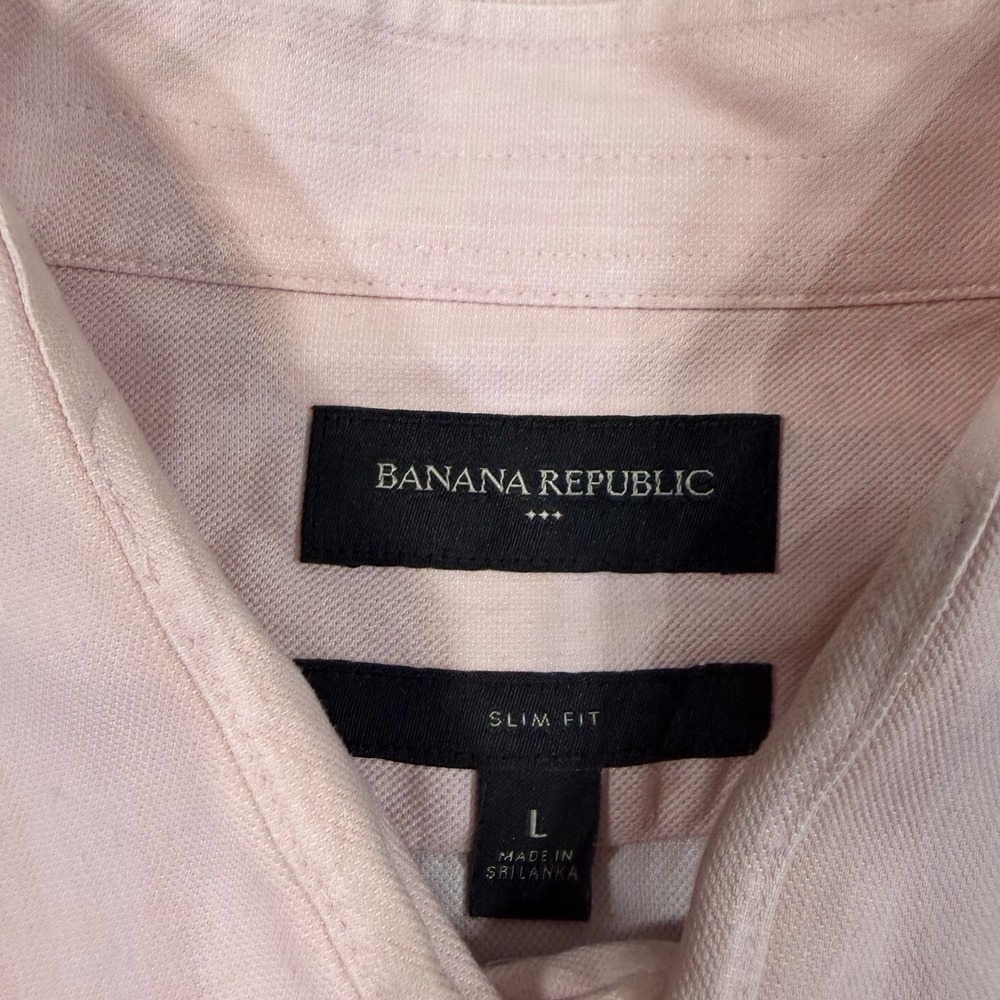 Banana Republic Slim Fit Pink Oxford Dress Shirt L Button Down Cotton Casual - Picture 2 of 10